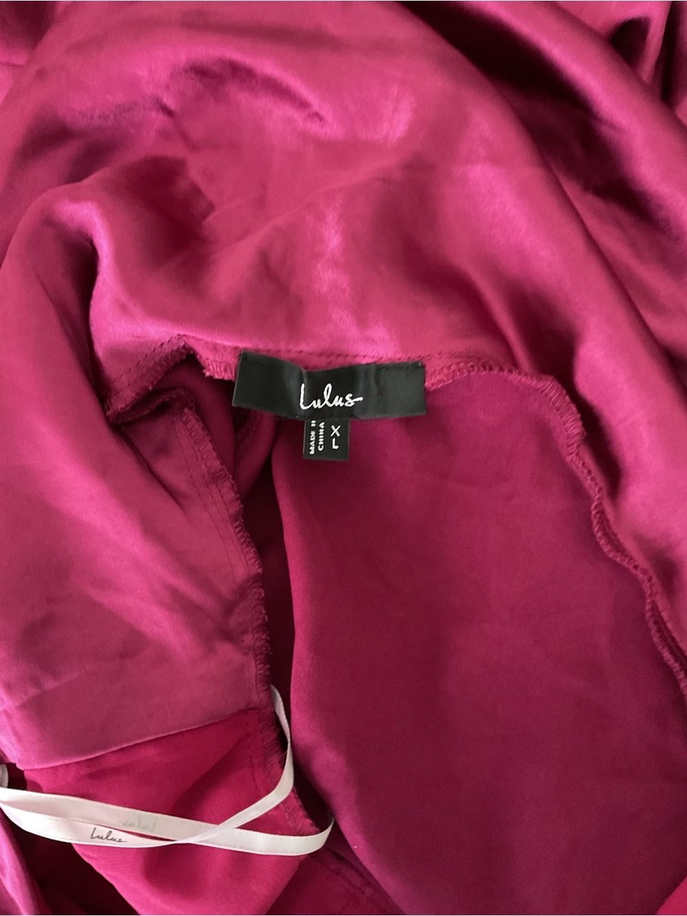 Lulus Incredible Love Magenta Satin Cowl Back V-Neck Midi Slip Dress XL - Picture 11 of 14